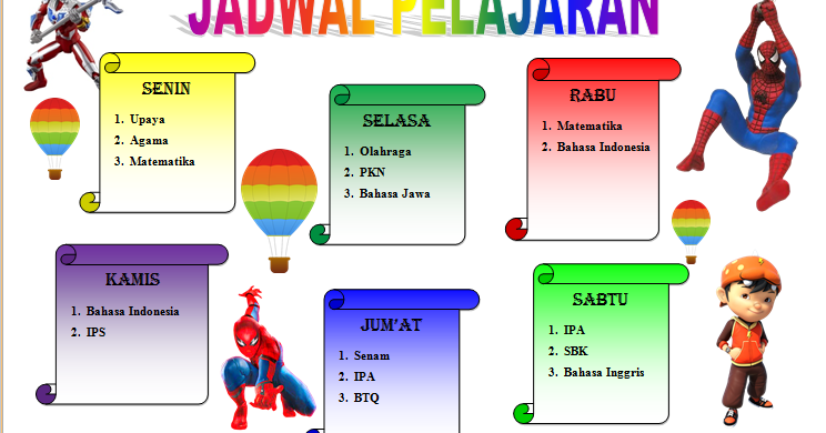 CONTOH JADWAL PELAJARAN SD LAKI-LAKI DAN PEREMPUAN YANG 