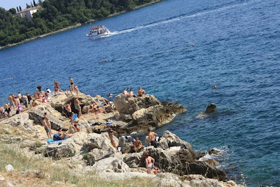 Rocky beach in Rovinj