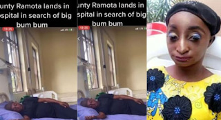 "Yansh is life" ~ Reactions stirs as Comedian Aunty Ramota lands in hospital after allegedly taking pills to make curves prominent [video]