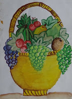 Harmony Arts Academy Drawing Classes Wednesday 24-June-2015 9 yrs Chaitrali Suhas Bhagwat Fruit Basket Still Life Poster Colours