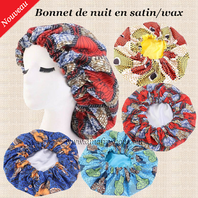 Bonnet de nuit en satin/wax