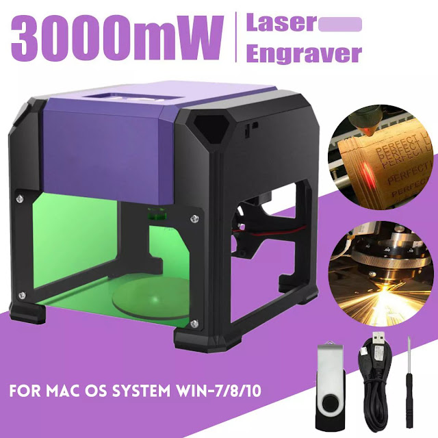 3000mW DIY Laser Engraving Machine CNC Carving Engraver Carved Logo Printer Machine USB Disk 