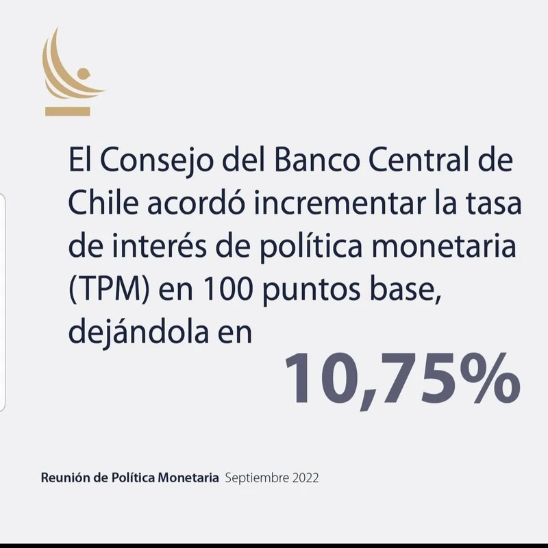 Banco Central aumenta tasa de interés de política monetaria