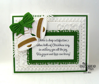 Our Daily Bread Designs, Christmas Bells, Pines and Branches Dies, Christmas Card Verses stamp set, Lavish Layers, Pierced Rectangles, Double Stitched Rectangles, Leaves and Branches Dies