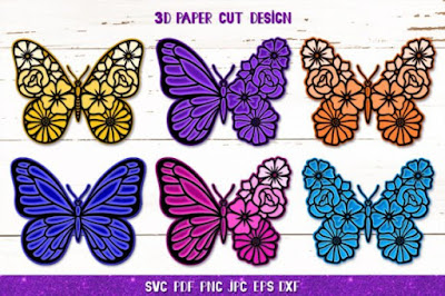 3D Butterfly SVG,3D Papercut Butterfly