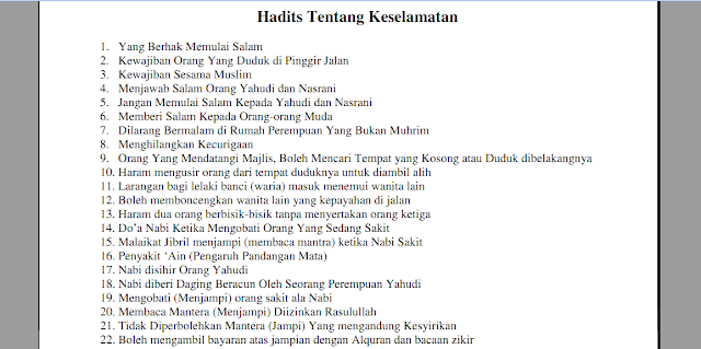 Hadist Tentang Keselamatan