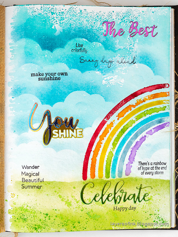 Layers of ink - Rainbow Art Journal Page by Anna-Karin Evaldsson.