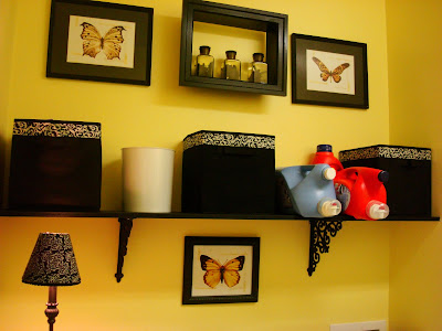 black and yellow laundry room