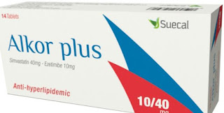 ALKOR PLUS دواء ألكور بلس,ALKOR PLUS 10/20,Simvastatin 20 mg + Ezetimibe 10 mg,ALKOR PLUS 10/40,Simvastatin 40 mg + Ezetimibe 10 mg,دواء ألكور بلس,دواء سيمفاستاتين و إيزيتيميب,إستخدامات ألكور بلس,جرعات ألكور بلس,آثار جانبية دواء ألكور بلس,التفاعلات الدوائية دواء ألكور,الحمل والرضاعة ألكور بلس, يستخدم هذا الدواء المركب مع اتباع نظام غذائي مناسب للمساعدة في خفض نسبة الكوليسترول " الضار " والدهون ( الدهون الثلاثية ) ورفع نسبة الكولسترول "الجيد" في الدم ,فارما كيوت,دليل الأدوية المصري