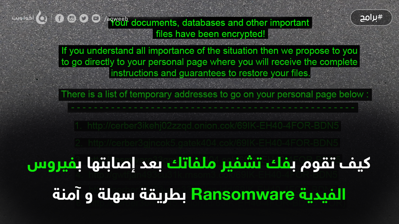 كيف تقوم بفك تشفير ملفاتك بعد إصابتها بفيروس الفيدية Ransomware 