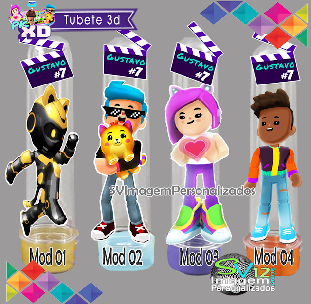 Tubete 3d Pk Xd Game dicas e ideias para decoração de festa personalizados