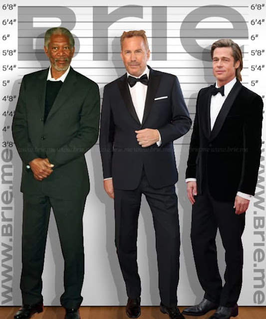 Kevin Costner standing with Morgan Freeman and Brad Pitt