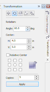 Coreldraw Rotate transformation settings