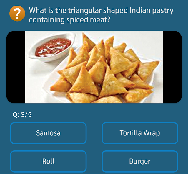 What is the triangular shaped Indian pastry containing spiced meat?