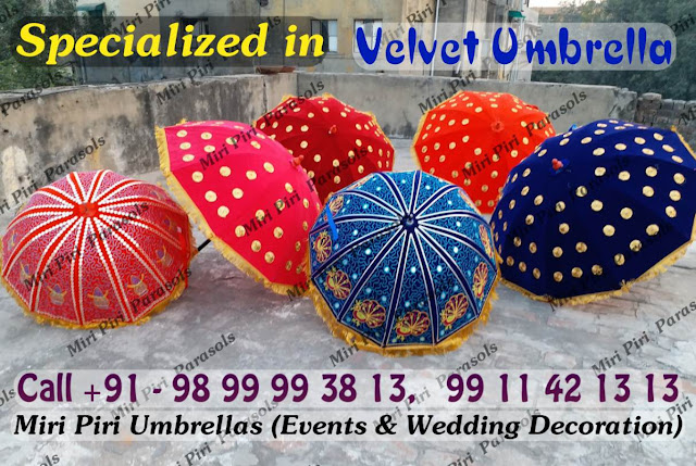 Velvet Umbrella Manufacturers, Wedding Umbrellas Manufacturers, Handmade Parasols Manufacturers, Decorative Umbrellas Wholesalers, 