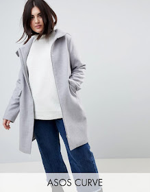 ASOS CURVE Hooded Slim Coat with Zip Front €49.49