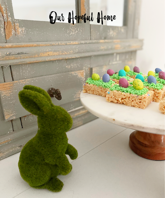 Target moss Easter bunny marble cake stand rice krispie treats