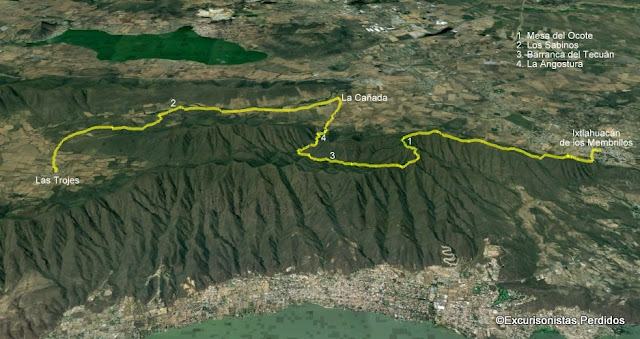 Ruta de Ixtlahuacán de los Membrillos a Las Trojes, pasando por La Cañada