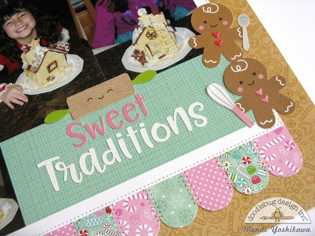 Doodlebug Design Milk & Cookies Sweet Traditions Gingerbread Scrapbook Layout by Mendi Yoshikawa