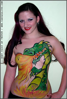 dragon body paint of the front cover a woman's body