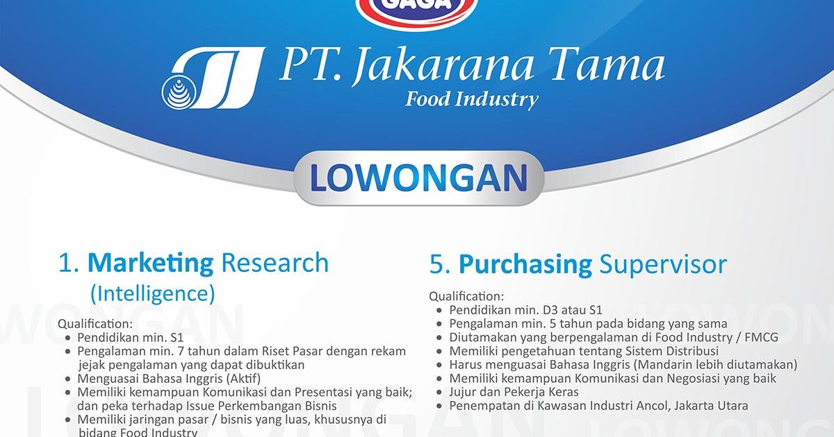 Lowongan Kerja di PT. Jakarana Tama - 7LOKER