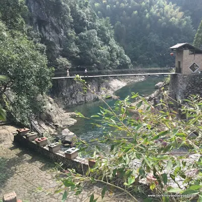 suspension bridge in Lingshang Renjia village in Zhejiang Province, Wenzhou, China