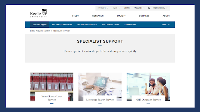 screen-shot of specialist support web page
