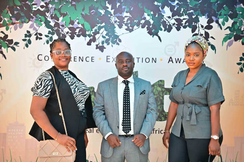 L-R: Olufunke Morohunfoye (Client Sales Executive, The Address Homes) Segun Ogunbiyi (Marketing Manager/Client Sales Executive, The Address Homes) and Doyin Olaleye (Client Sales Executive, The Address Homes) at the 2022 Real Estate Unite Summit with the theme: Towards A Sustainable Culture held at the Eko Convention Centre, Lagos.