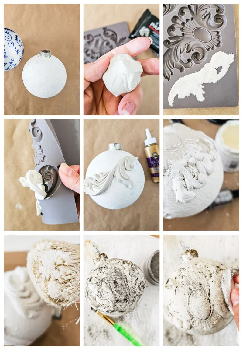 steps to make antique inspired ornaments with clay molds