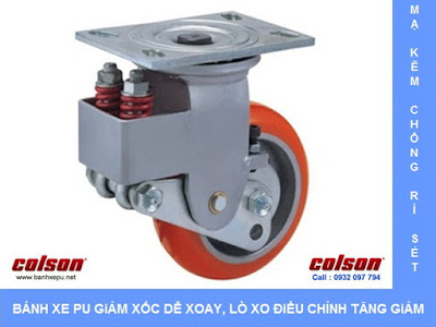 Bánh xe công nghiệp PU chống rung chịu tải (350~400kg) www.banhxepu.net