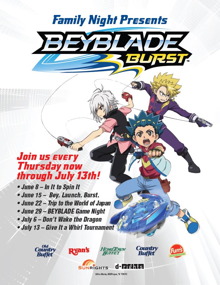 Giveaway Beyblade Burst Family Nights At Ovation Brands Restaurants Prize Pack Mommy Katie - leaks roblox possible grand prize for jurassic world event