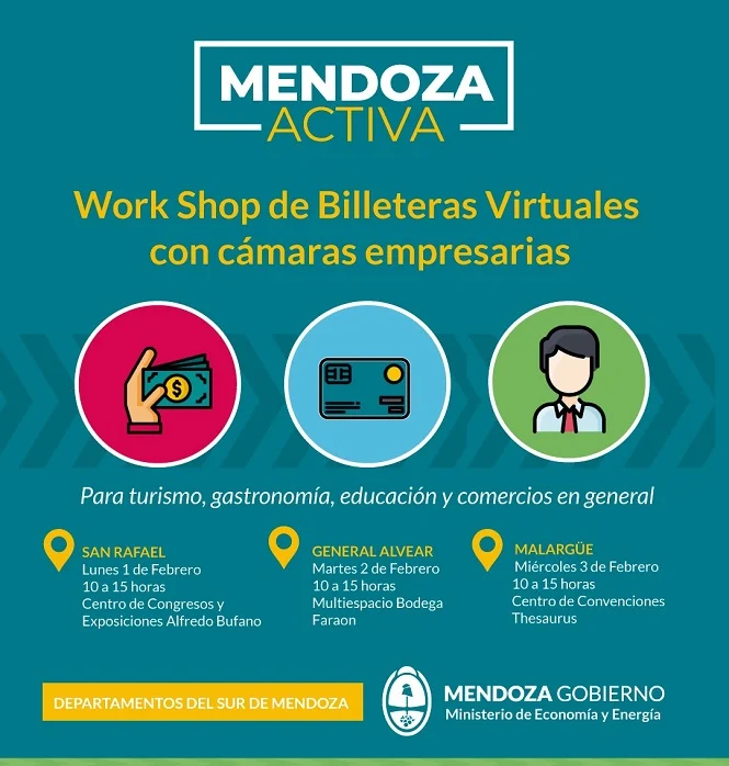 Mendoza Activa: brindarán capacitaciones sobre billeteras virtuales en el Sur mendocino