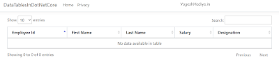 Server Side Rendering Of DataTables JS In ASP.Net Core - YogeshHadiya.in