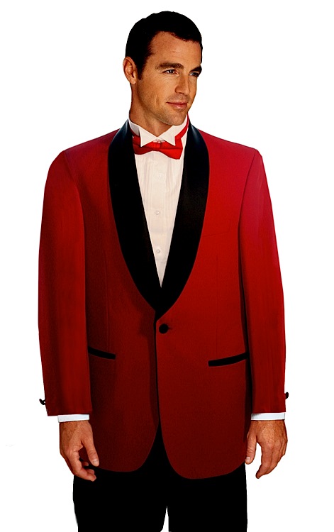 Red continuously stands out A red tuxedo signifies a daring 