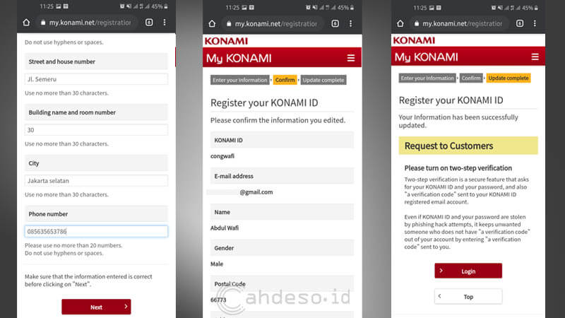 Cara Register Akun Id Konami Lewat Hp Android Terbaru Cahdeso Mimpi Besar Anak Desa