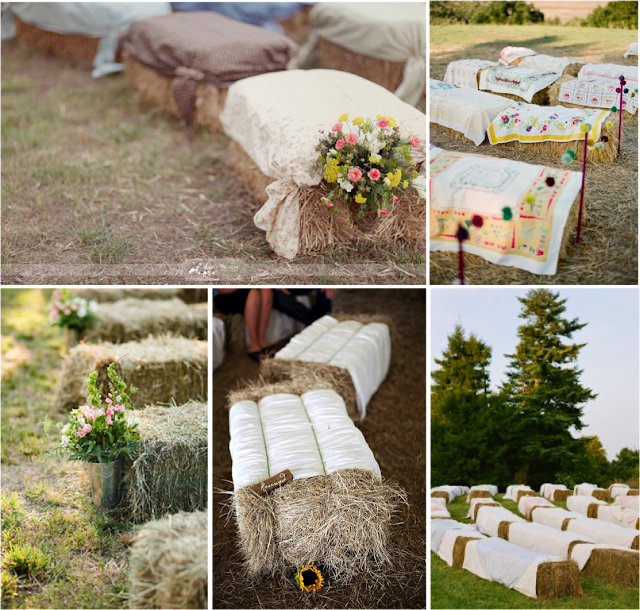 Balas de paja como asientos para tu boda