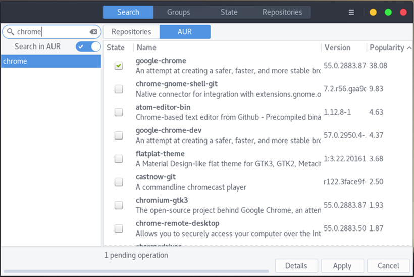 google chrome on arch linux