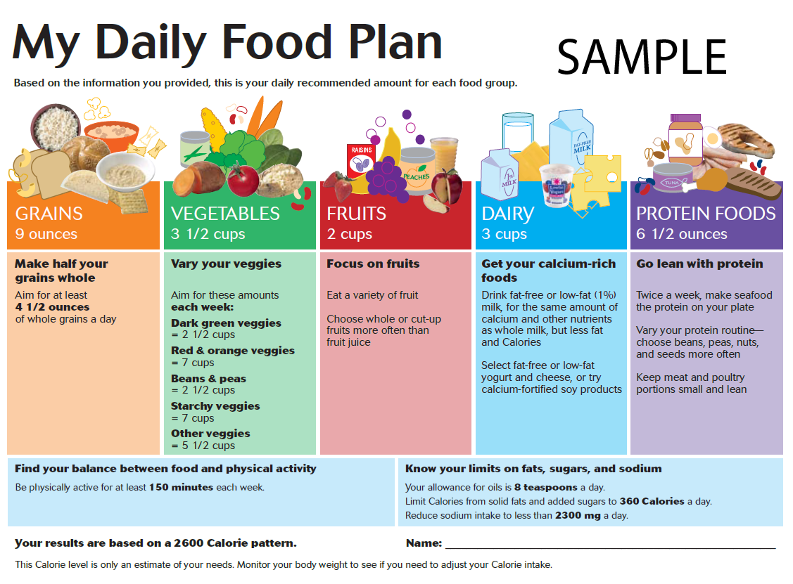 My Daily Food Plan Chart