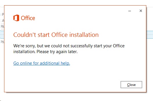 Mengatasi Couldnt Start Office Installation