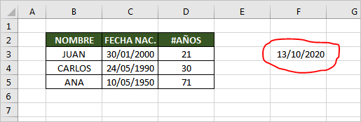 como se calcula la edad exacta de una persona en excel