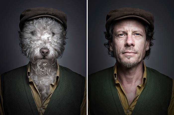 Photographer Sebastian Magnani’s Dogs Dressed Like Owners Portrait