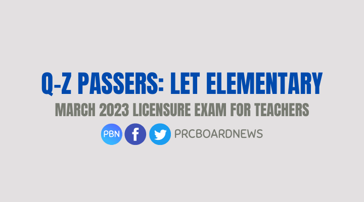 Q-Z Passers List: March 2023 LET Result Elementary