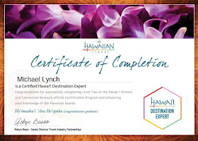 Certificate, Hawaii Destination Expert