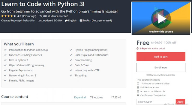 [100% Free] Learn to Code with Python 3!