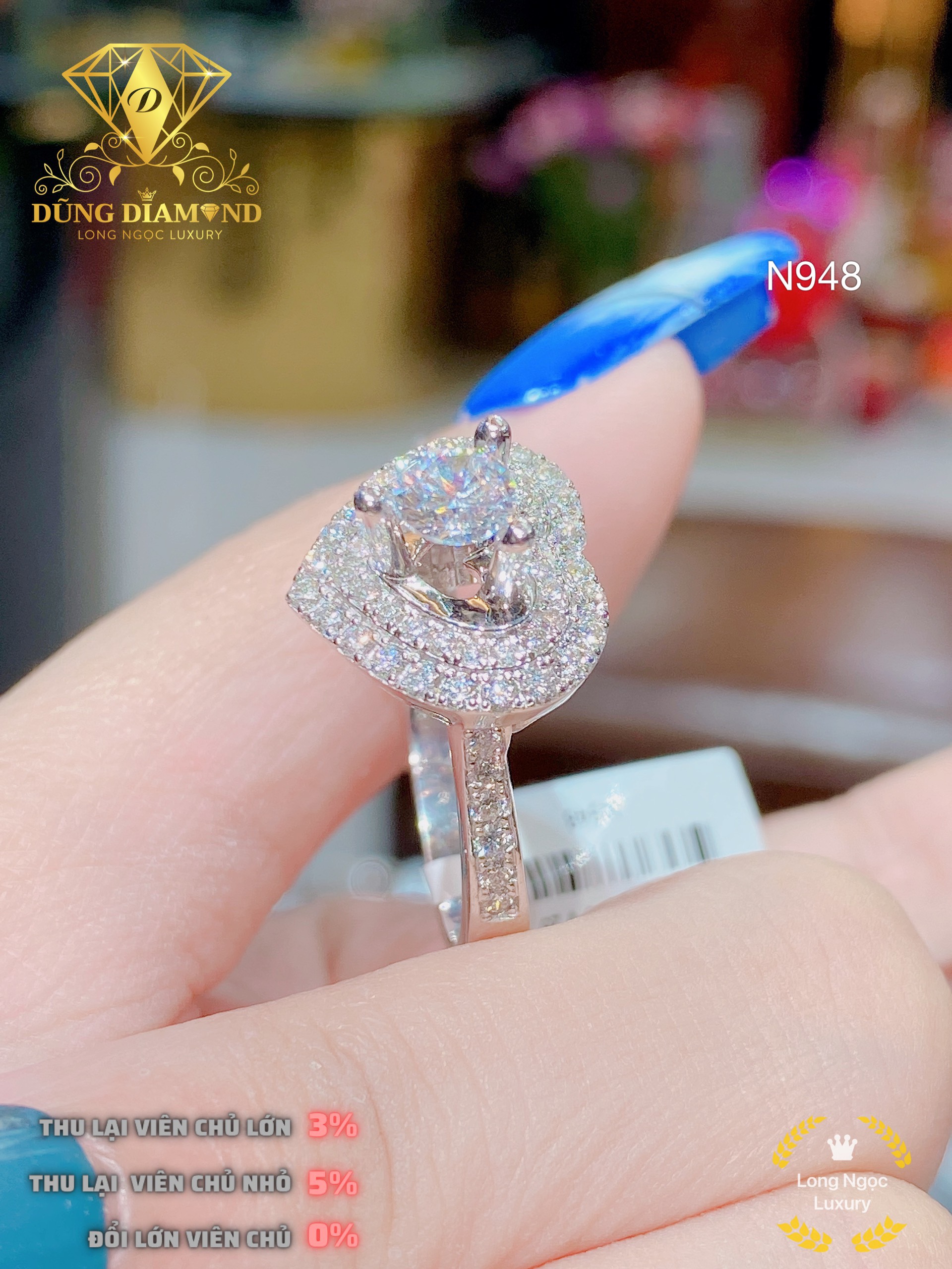 Nhẫn cưới đính kim cương tự nhiên vàng 18K  Mai Diamond Luxury