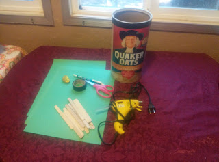 Craft supplies for building a leprechaun trap.