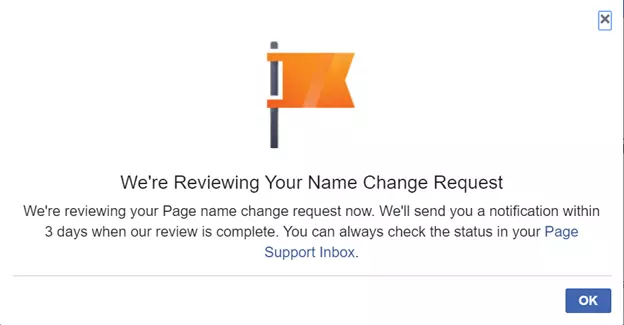 Facebook will review your name change request