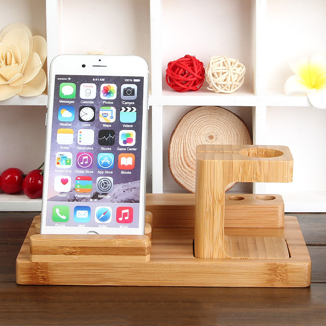 All-in-One Bamboo Combo Charging Dock Cradle Holder for Apple Watch/ iPhone 6 / 6 Plus / iPad Mini