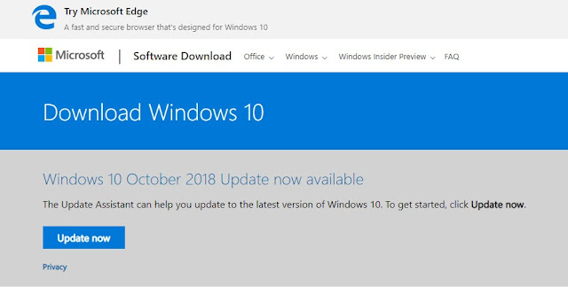 Kabar gembira buat para pengguna Windows  Download File ISO Windows 10 1809 build 17763 Update 10 October 2018 Terbaru