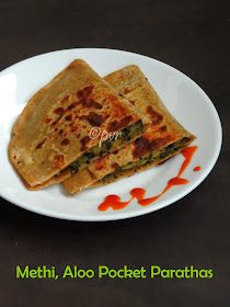 Methi & Aloo pocket parathas